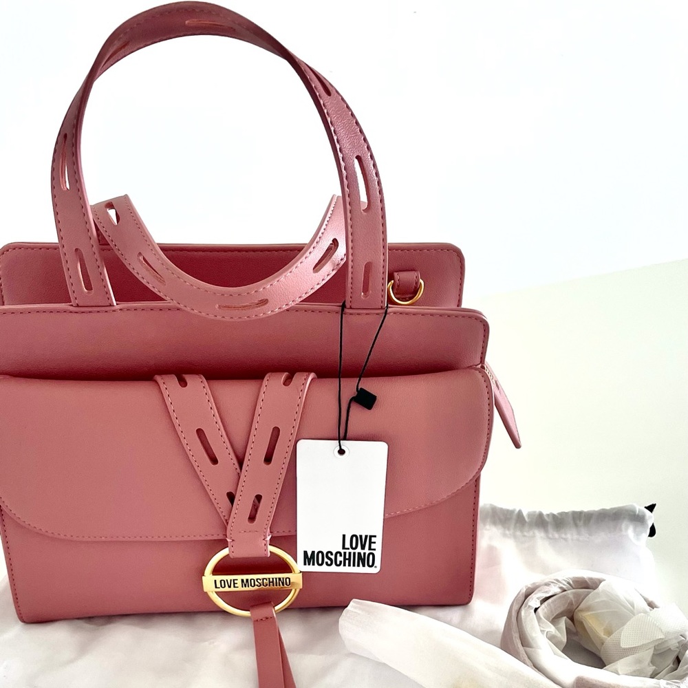 Love Moschino - Dusty Rose Top Handle Hand Bag With Removable Shoulder Strap
